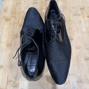 Jared Lang 11 Mens 44 A 8429 Black Patten Leather Dress Shoes Made In Italy *